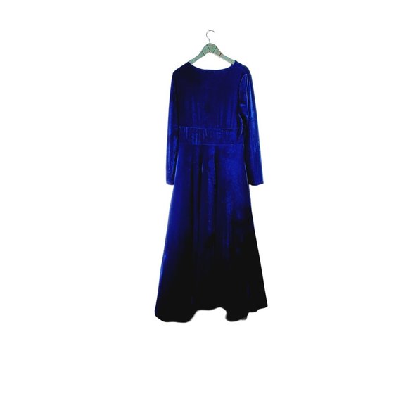 Urban Coco Blue Velour Long Sleeve V-Neck Maxi Evening Gown, XXL, NWOT - Picture 5 of 11